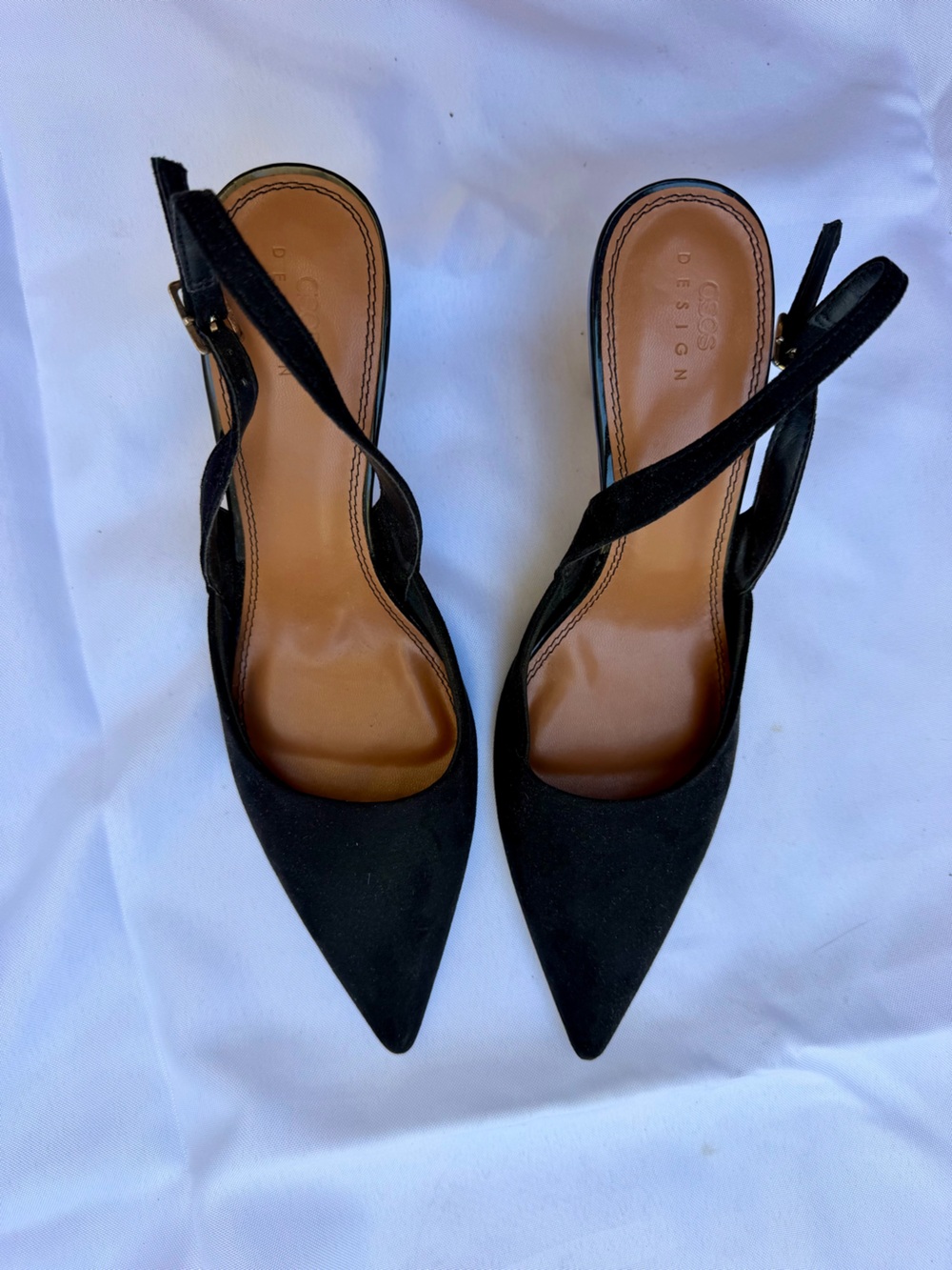 ASOS Black Pointed Toe Slingback Heels